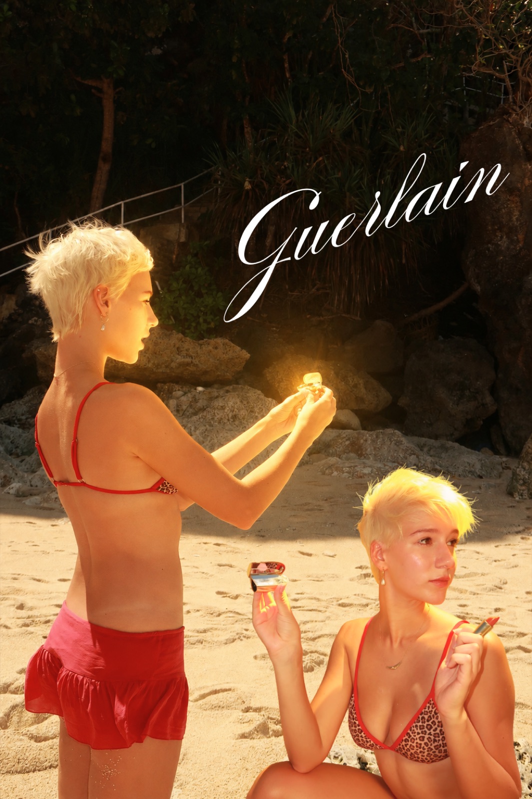 Golden-hour beach editorial edit with script lettering